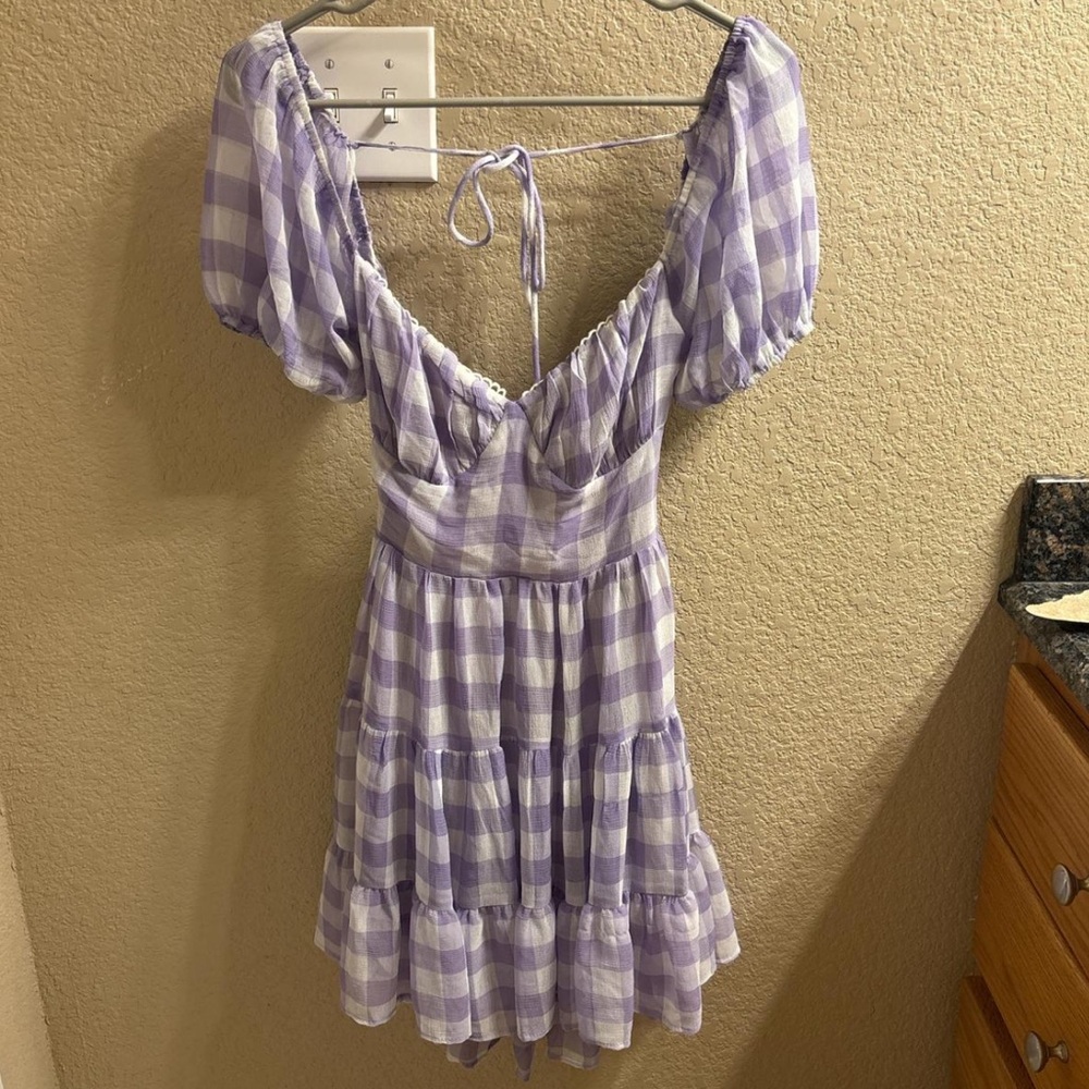 Princess Polly White and Purple Gingham Dress